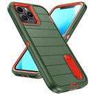 For iPhone 13 Pro Max Defender Gen2 Rugged PC + Silicone Phone Case with Holder(Dark Green+Orange) - 2