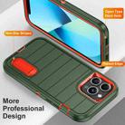 For iPhone 13 Pro Max Defender Gen2 Rugged PC + Silicone Phone Case with Holder(Dark Green+Orange) - 3