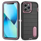 For iPhone 13 Pro Defender Gen2 Rugged PC + Silicone Phone Case with Holder(Black+Light Pink) - 1