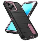 For iPhone 13 Pro Defender Gen2 Rugged PC + Silicone Phone Case with Holder(Black+Light Pink) - 2