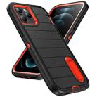 For iPhone 12 Pro Max Defender Gen2 Rugged PC + Silicone Phone Case with Holder(Black+Orange) - 2