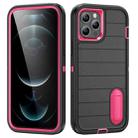 For iPhone 12 Pro Max Defender Gen2 Rugged PC + Silicone Phone Case with Holder(Black+Pink) - 1