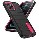 For iPhone 12 Pro Max Defender Gen2 Rugged PC + Silicone Phone Case with Holder(Black+Pink) - 2