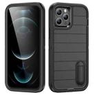 For iPhone 12 Pro Max Defender Gen2 Rugged PC + Silicone Phone Case with Holder(Black) - 1