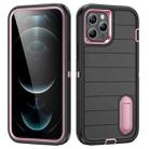 For iPhone 12 Pro Max Defender Gen2 Rugged PC + Silicone Phone Case with Holder(Black+Light Pink) - 1