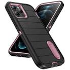 For iPhone 12 Pro Max Defender Gen2 Rugged PC + Silicone Phone Case with Holder(Black+Light Pink) - 2