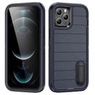 For iPhone 12 Pro Max Defender Gen2 Rugged PC + Silicone Phone Case with Holder(Dark Blue+Black) - 1