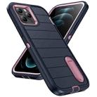 For iPhone 12 Pro Max Defender Gen2 Rugged PC + Silicone Phone Case with Holder(Dark Blue+Light Pink) - 2