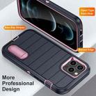 For iPhone 12 Pro Max Defender Gen2 Rugged PC + Silicone Phone Case with Holder(Dark Blue+Light Pink) - 3