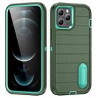 For iPhone 12 Pro Max Defender Gen2 Rugged PC + Silicone Phone Case with Holder(Dark Green+Cyan) - 1