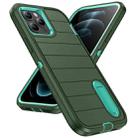 For iPhone 12 Pro Max Defender Gen2 Rugged PC + Silicone Phone Case with Holder(Dark Green+Cyan) - 2