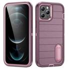 For iPhone 12 Pro Max Defender Gen2 Rugged PC + Silicone Phone Case with Holder(Purple+Light Pink) - 1