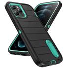 For iPhone 12 Pro Defender Gen2 Rugged PC + Silicone Phone Case with Holder(Black+Cyan) - 2