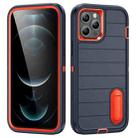 For iPhone 12 Pro Defender Gen2 Rugged PC + Silicone Phone Case with Holder(Dark Blue+Orange) - 1