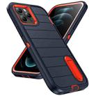 For iPhone 12 Pro Defender Gen2 Rugged PC + Silicone Phone Case with Holder(Dark Blue+Orange) - 2