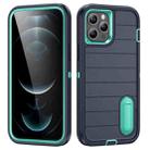 For iPhone 12 Pro Defender Gen2 Rugged PC + Silicone Phone Case with Holder(Dark Blue+Cyan) - 1