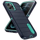 For iPhone 12 Pro Defender Gen2 Rugged PC + Silicone Phone Case with Holder(Dark Blue+Cyan) - 2