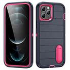 For iPhone 12 Pro Defender Gen2 Rugged PC + Silicone Phone Case with Holder(Dark Blue+Pink) - 1