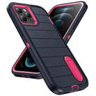 For iPhone 12 Pro Defender Gen2 Rugged PC + Silicone Phone Case with Holder(Dark Blue+Pink) - 2