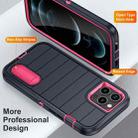 For iPhone 12 Pro Defender Gen2 Rugged PC + Silicone Phone Case with Holder(Dark Blue+Pink) - 3