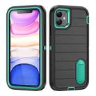 For iPhone 12 Defender Gen2 Rugged PC + Silicone Phone Case with Holder(Black+Cyan) - 1