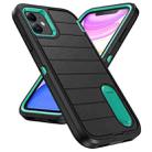 For iPhone 12 Defender Gen2 Rugged PC + Silicone Phone Case with Holder(Black+Cyan) - 2