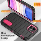 For iPhone 12 Defender Gen2 Rugged PC + Silicone Phone Case with Holder(Black+Pink) - 3