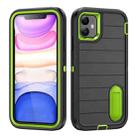 For iPhone 12 Defender Gen2 Rugged PC + Silicone Phone Case with Holder(Black+Green) - 1