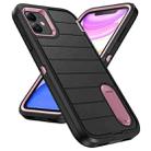 For iPhone 12 Defender Gen2 Rugged PC + Silicone Phone Case with Holder(Black+Light Pink) - 2