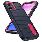 For iPhone 12 Defender Gen2 Rugged PC + Silicone Phone Case with Holder(Dark Blue+Pink) - 2