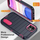 For iPhone 12 Defender Gen2 Rugged PC + Silicone Phone Case with Holder(Dark Blue+Pink) - 3