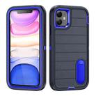 For iPhone 12 Defender Gen2 Rugged PC + Silicone Phone Case with Holder(Dark Blue) - 1