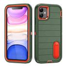 For iPhone 12 Defender Gen2 Rugged PC + Silicone Phone Case with Holder(Dark Green+Orange) - 1