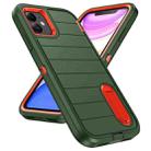 For iPhone 12 Defender Gen2 Rugged PC + Silicone Phone Case with Holder(Dark Green+Orange) - 2