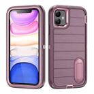 For iPhone 12 Defender Gen2 Rugged PC + Silicone Phone Case with Holder(Purple+Light Pink) - 1