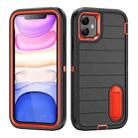 For iPhone 11 Defender Gen2 Rugged PC + Silicone Phone Case with Holder(Black+Orange) - 1