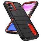 For iPhone 11 Defender Gen2 Rugged PC + Silicone Phone Case with Holder(Black+Orange) - 2