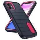 For iPhone 11 Defender Gen2 Rugged PC + Silicone Phone Case with Holder(Dark Blue+Pink) - 2