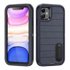 For iPhone 11 Defender Gen2 Rugged PC + Silicone Phone Case with Holder(Dark Blue+Black) - 1