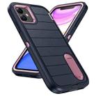 For iPhone 11 Defender Gen2 Rugged PC + Silicone Phone Case with Holder(Dark Blue+Light Pink) - 2