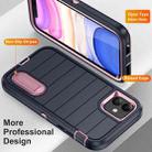 For iPhone 11 Defender Gen2 Rugged PC + Silicone Phone Case with Holder(Dark Blue+Light Pink) - 3