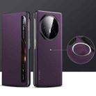 For Honor Magic V3 SULADA Kevlar 600D Texture Smart Window Leather Phone Case(Purple) - 1