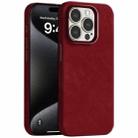 For iPhone 15 Pro Max Skin Feel Denim Leather MagSafe Phone Case(Carmine) - 1