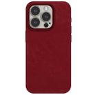 For iPhone 15 Pro Max Skin Feel Denim Leather MagSafe Phone Case(Carmine) - 2