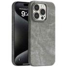 For iPhone 15 Pro Skin Feel Denim Leather MagSafe Phone Case(Grey) - 1