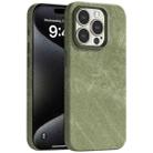 For iPhone 15 Pro Skin Feel Denim Leather MagSafe Phone Case(Khaki Green) - 1