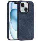 For iPhone 15 Skin Feel Denim Leather MagSafe Phone Case(Dark Blue) - 1