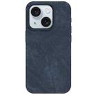 For iPhone 15 Skin Feel Denim Leather MagSafe Phone Case(Dark Blue) - 2