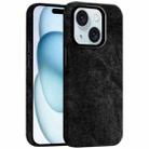 For iPhone 15 Skin Feel Denim Leather MagSafe Phone Case(Black) - 1