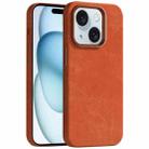 For iPhone 15 Skin Feel Denim Leather MagSafe Phone Case(Orange) - 1